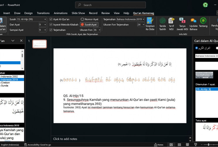 Qur’an Kemenag Add-ins Hadir di Microsoft PowerPoint, Unduh di Sini!