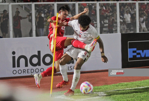 Timnas Indonesia U-20 bermain imbang dengan Yaman Skor 1-1, dalam laga Kualifikasi Piala Asia U-20 2025 di Stadion Madya, Jakarta, Minggu (29/9) malam. Raka Denny /Harian Disway