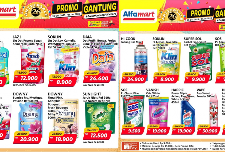 Promo JSM Alfamart Hari Ini 27 Desember 2025, Diskon Soklin Lantai Rp8 Ribuan