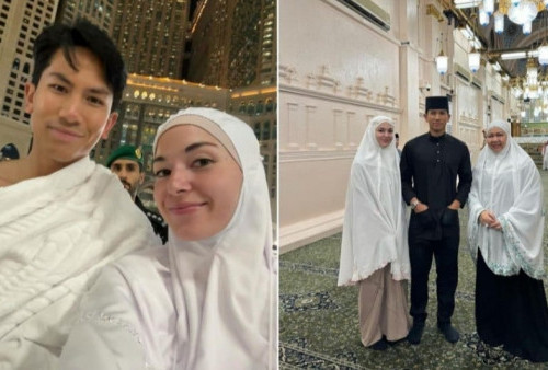 Anisha Rosnah Cantik Pakai Mukena saat Jalani Umrah Bersama Pangeran Brunei Abdul Mateen