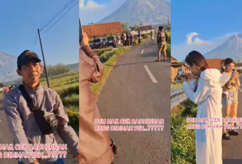 Viral Ramai Turis di Pronojiwo Lumajang dengan Latar Belakang Gunung Semeru, Bikin Salfok