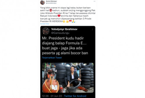 Parah! Ruhut Retweet Editan Foto Presiden Jokowi Lagi Tambal Ban
