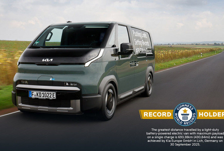 Kia PV5 Cargo Raih Guinness World Records Sebagai eLCV Jarak Tempuh Terjauh, 693.38 Km Sekali Pengisian dengan Muatan Maksimum 