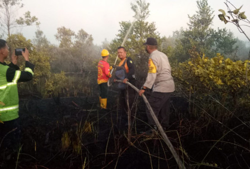Petugas Gabungan Padamkan Api Karhutla di Palangkaraya 