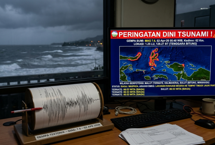 BMKG Keluarkan Peringatan Dini Tsunami di Maluku Utara dan Sulawesi Utara Usai Gempa Magnitudo 7,6