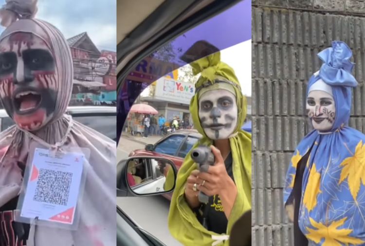 Cosplay Pocong QRIS Bikin Resah Wisatawan di Lembang saat Liburan, Netizen: Ngemis Digital Ini Mah!