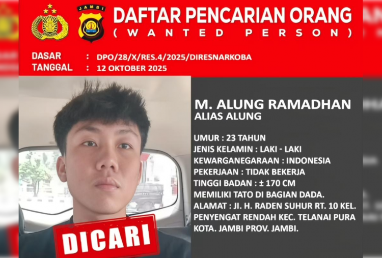 Licinnya 'Alung' Si Kurir Sabu 58 Kg Bisa Kabur dari Ruang Penyidik, Kini Jadi DPO Polda Jambi