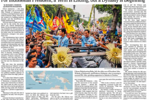 New York Times Soroti Politik Dinasti di Pilpres RI, Ambang Priyonggo: Demi Status Quo Kekuasaan