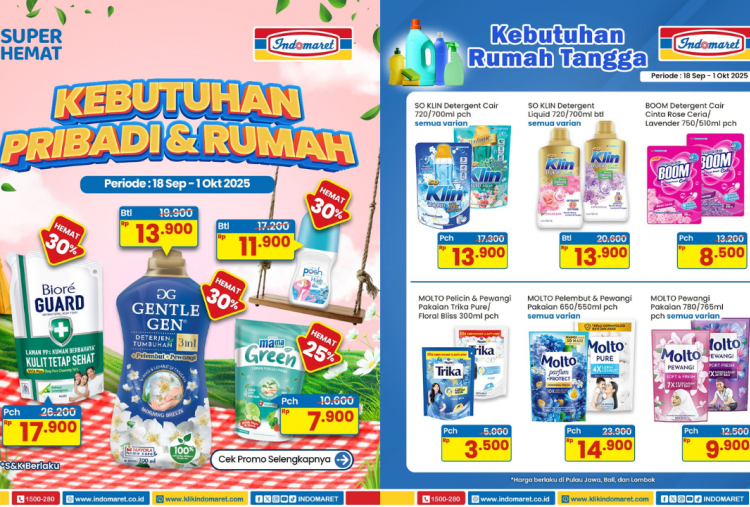Katalog Promo JSM Indomaret Terbaru 18-21 September 2025, Diskon Detergent Pencuci Baju Mulai Rp10 Ribuan!