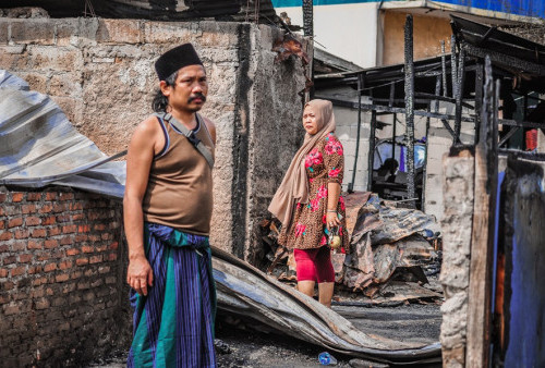 Kondisi Pasar Ciputat setelah kebakaran hebat, banyak warga dan pedagang yang menderita kerugian materil