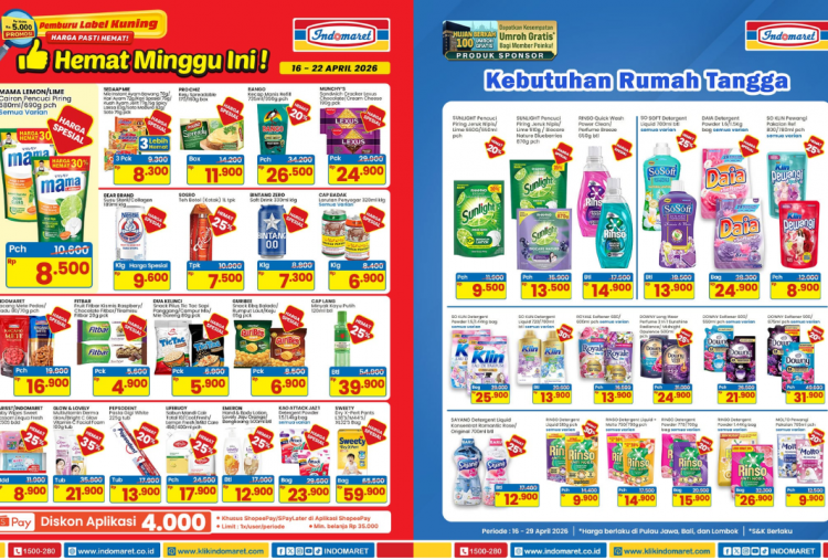 Katalog Promo JSM Indomaret Terbaru 17-19 April 2026, Diskon Sabun Cuci Piring Sunlight-Lifebuoy Cuma Rp6.000