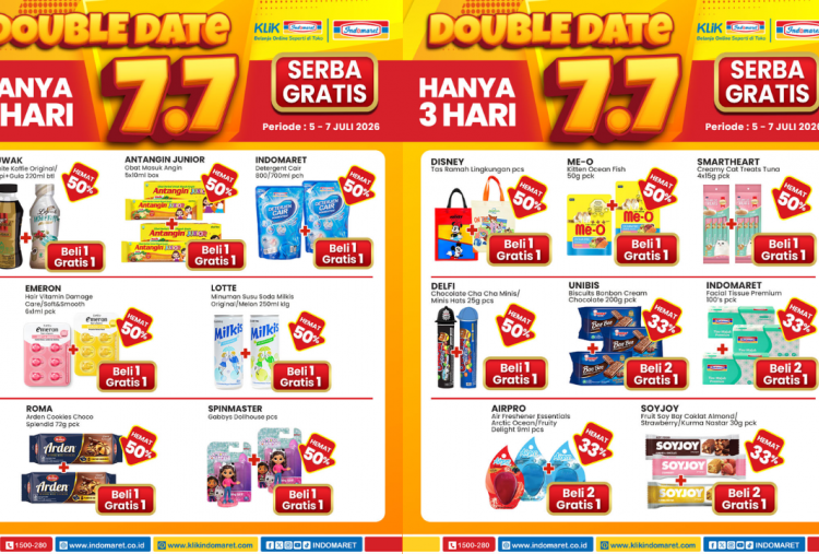 Katalog Promo Indomaret Pekan ini 6-12 Juli 2026, Spesial Double Date 7.7 Detergen Cuci Baju Beli 1 Gratis 1