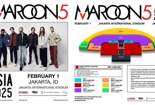 S.I.N Siapin Duit! Maroon 5 Gelar Konser di Jakarta 1 Februari 2025, Harga Tiket Paling Murah Rp1,45 Juta