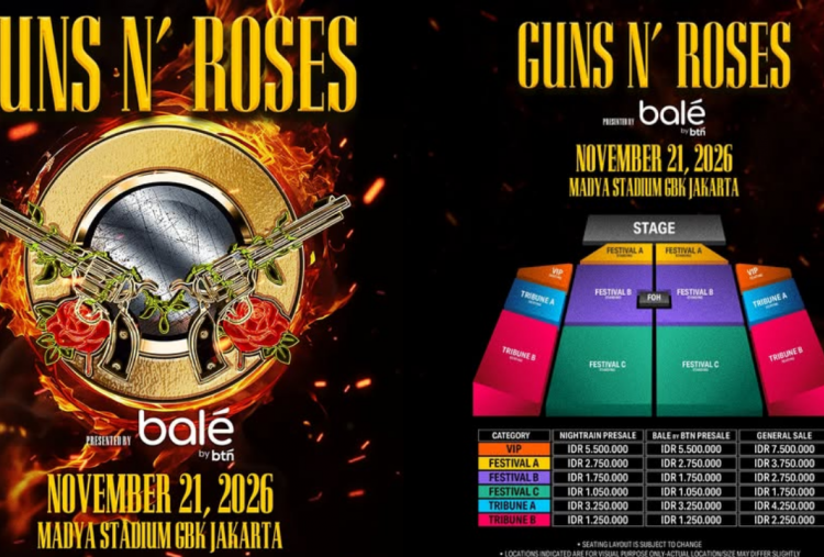 Harga dan Cara Beli Tiket Konser Guns N' Roses di Jakarta 2026, Paling Murah Rp1,2 Jutaan