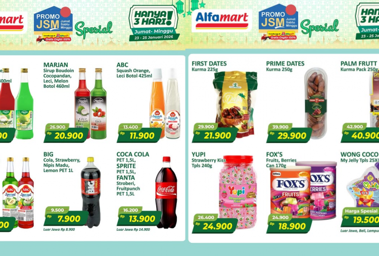 Katalog Promo JSM Alfamart Hari Ini 25 Januari 2026, Diskon Spesial Sirup Marjan hanya Rp9 Ribuan