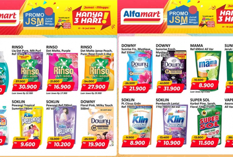Promo JSM Alfamart Hari Ini 19 Juli 2026, Diskon Akhir Pekan Soklin Pewangi Cuma Rp9 Ribuan