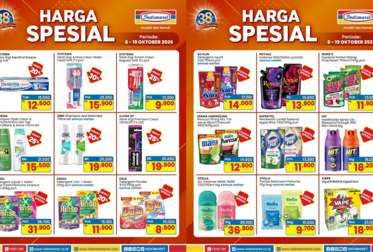 Promo Indomaret Terbaru Hari ini 17 Oktober 2026, Diskon So Klin-DAIA Detergent Mulai Rp8 Ribuan