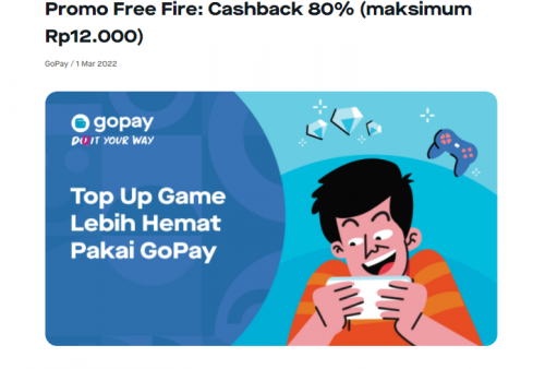 Promo Top Up Free Fire, Cashback GoPay 70 Persen!