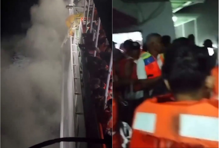 Detik-Detik KMP Putri Yasmin Terbakar di Selat Lombok, Asap Mengepul di Bagian Bawah Kapal