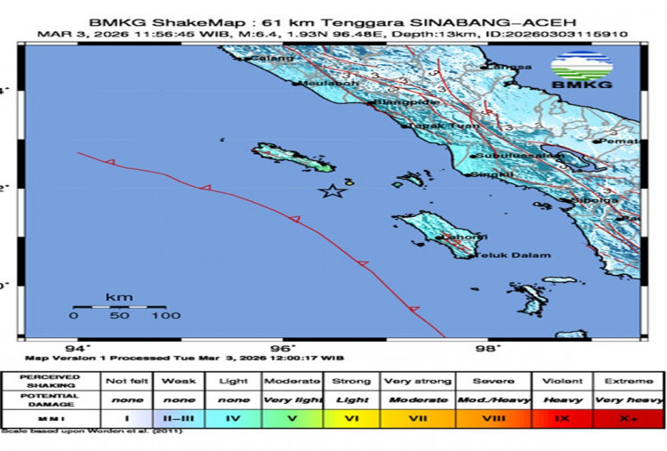 BNPB Pastikan Gempa Bumi 6,4 Magnitudo di Aceh dan Sumut Tak Berpotensi Tsunami