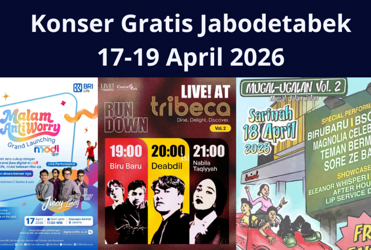 10 Konser Gratis Jabodetabek 17-19 April 2026, Akhir Pekan Karaoke Bareng Aldi Taher hingga Juicy Luicy!