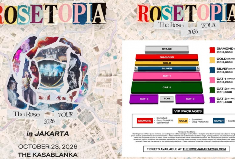 Daftar Harga Tiket Konser The Rose di Jakarta 2026, Dijual Mulai Rp1,4 Juta