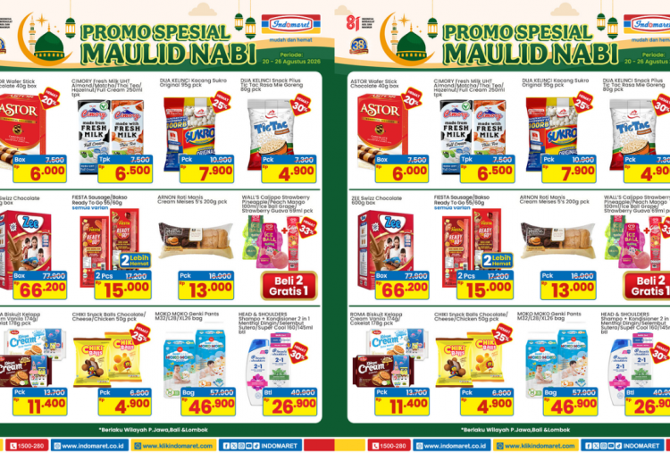 Katalog Promo Indomaret Terbaru Minggu ini 24-30 Agustus 2026, Sambut Maulid Nabi Astor Wafer Cuma Rp6 Ribuan