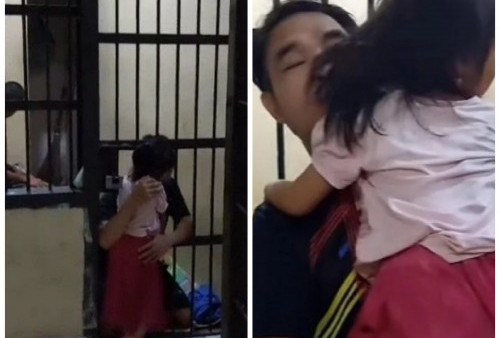VIRAL! Tahanan Diizinkan Peluk Anak di Luar Sel, Begini Tanggapan Mabes Polri