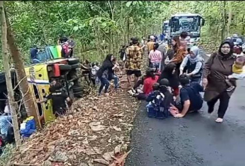 Gagal Nanjak, Bus Trans Jogja Terjungkal ke Jurang, Penumpang Dilarikan ke Puskesmas