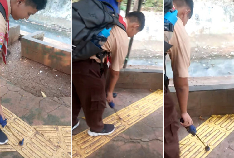 Guiding Block Tunanetra yang Mengarah ke Kali di Benhil Dibongkar Dinas Bina Marga