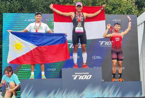 Indonesia Sumbang 2 Medali Emas Ajang 'T100 World Triathlon Tour Singapore 2024'