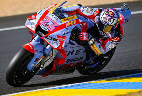 Atribut Produk Indonesia Dikibarkan Enea Bastianini di MotoGP Prancis