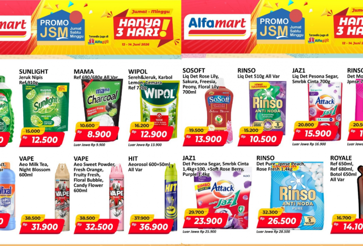 Promo JSM Alfamart Terbaru 12-14 Juni 2026, Diskon Akhir Pekan Sabun Sunlight Rp10 Ribuan!