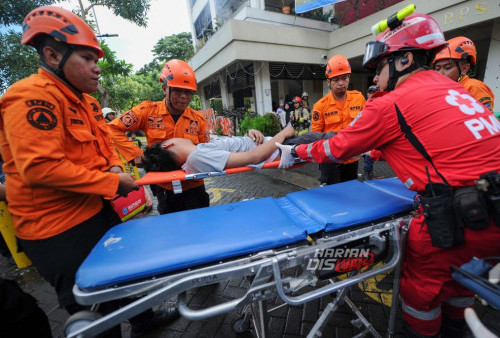 Simulasi Untuk Hari Kesiapsiagaan Bencana di Rusun Penjaringan, Surabaya