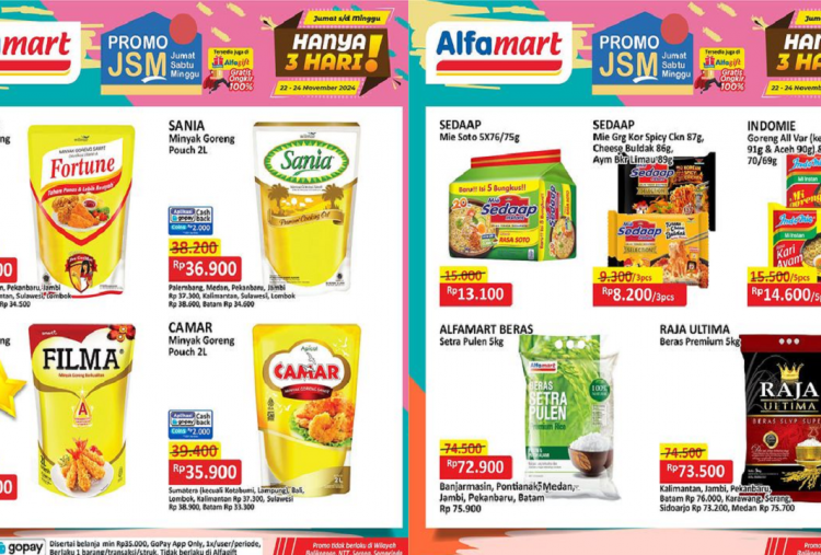 Katalog Promo JSM Alfamart Terbaru 22-24 November 2024, Minyak Goreng-Beras Mulai Rp35 Ribuan