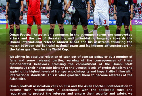 Federasi Sepak Bola Oman Bela Wasit Ahmed Al Kaf, Kutuk Aksi Perundungan Warganet 