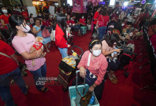 Sejumlah hewan peliharaan anjing berbagai ras bersama pemiliknya menghadiri tradisi Man Yue yang digelar di Pakuwon Mall, Kenjeran, Surabaya, Jawa Timur, Minggu (29/1/2023). Dalam budaya Tionghoa, Upacara Man Yue atau Pesta Telur Merah merupakan bentuk rasa syukur atas kelahiran serta momen untuk memperkenalkan kepada kerabat. Namun momen ini berbeda pada umumnya, tradisi ini dilakukan pada anjing oleh pengusaha asal Surabaya, Lulu. Berawal dari kecintaannya terhadap anjing, dia ingin membahagiakan Anjing kesayangannya. Dalam momen ini Miu Miu dan Milo dua ekor anjing jenis pom yang baru berusia satu bulan akan melangsungkan prosesi Man Yue sekaligus Ultah bagi empat ekor saudaranya yang juga merupakan anjing Monna, Celine dan Hermes. 
