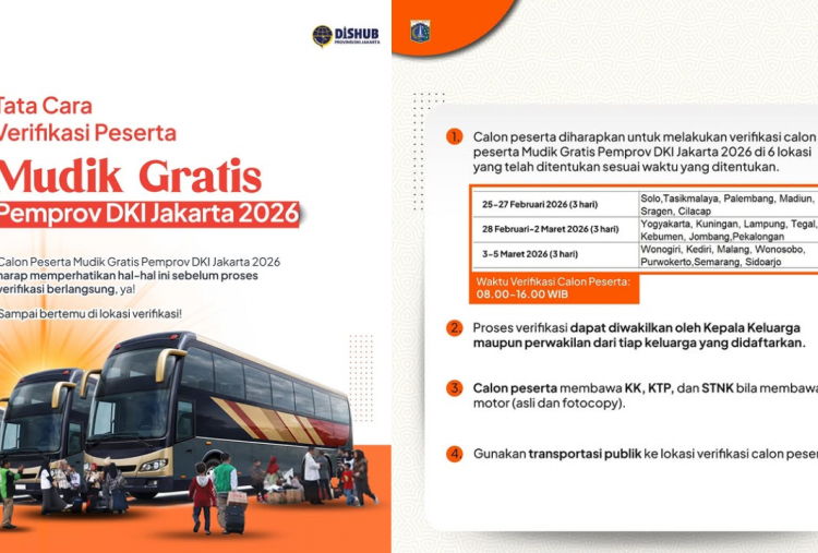 Lokasi dan Cara Verifikasi Mudik Gratis Pemprov DKI Jakarta 2026, Wajib untuk Peserta!