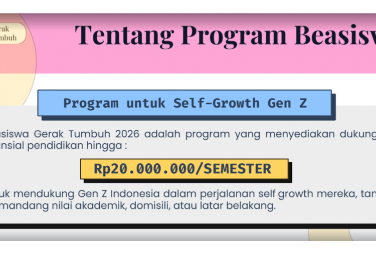 Alur Pendaftaran Beasiswa Gerak Tumbuh 2026 Semua Jenjang Pendidikan, Dibuka Sampai 31 Mei
