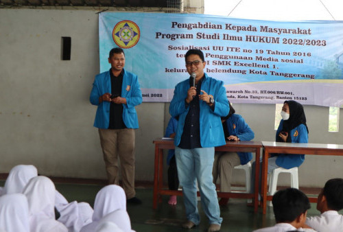Bijak Bermedsos, Mahasiswa Unpam Sosialisasi UU ITE ke SMK Excellent 1 Kota Tangerang