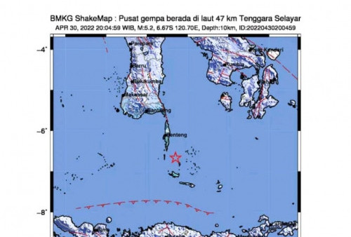 Gempa Magnitudo 5,2 Guncang Selayar Sulsel, BMKG: Tak Berpotensi Tsunami