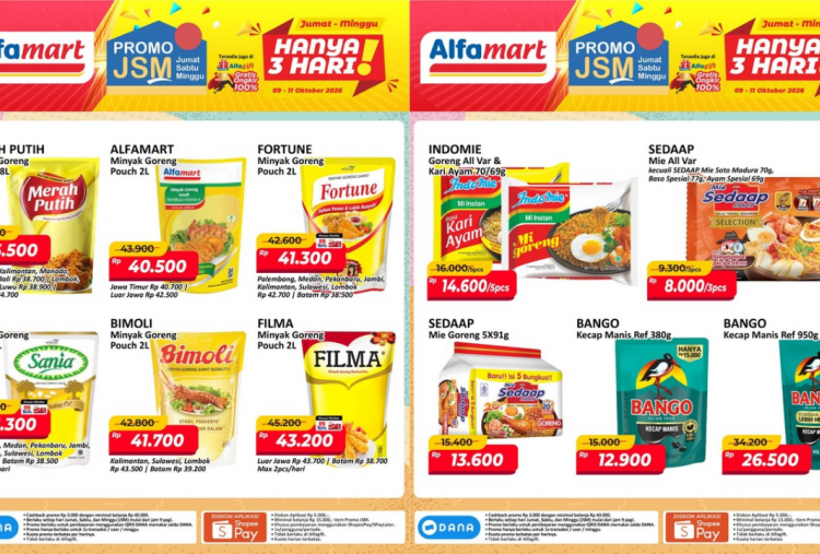 Promo JSM Alfamart Terbaru 9-11 Oktober 2026, Diskon Minyak Goreng-Mi Instan Rp8 Ribuan