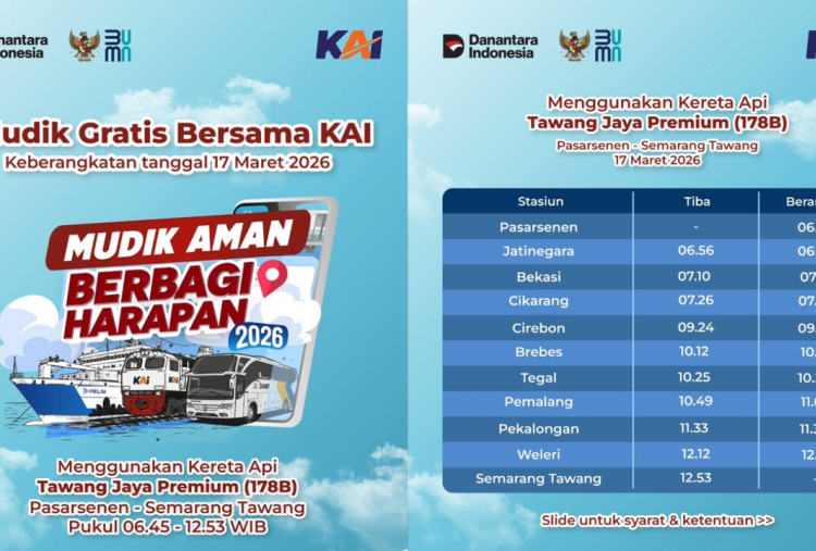 Link dan Cara Daftar Mudik Gratis KAI 2026, Resmi Dibuka Hari Ini Rute Jakarta-Semarang