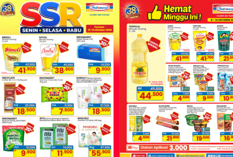 Katalog Promo Indomaret Terbaru Minggu ini 12-18 Oktober 2026, Diskon Minyak Goreng Bimoli-Sovia Rp38 Ribu 