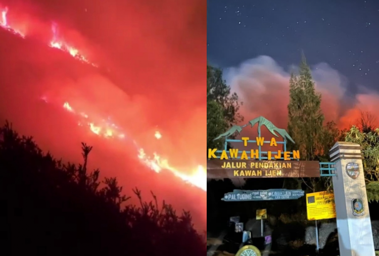 Karhutla Kawah Ijen Makin Meluas, Jalur Pendakian Ditutup Sementara