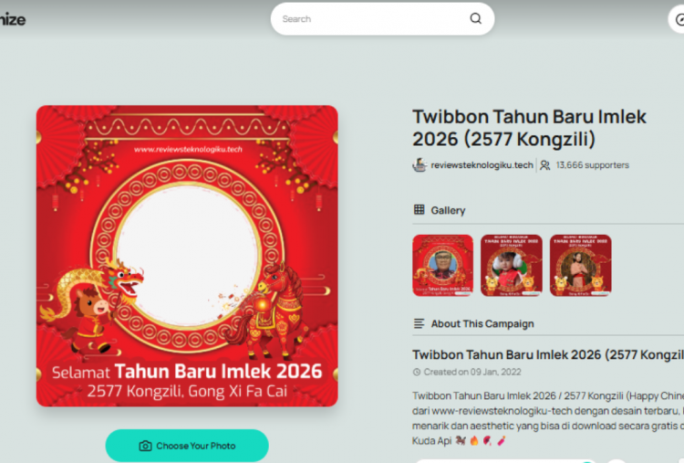 10 Twibbon Tahun Baru Imlek 2026/2577 Kongzili Desain Gratis dan Unik, Bisa Pasang di Medsos!