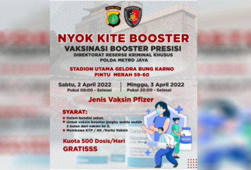 Vaksin Booster Gratis di Stadion Utama Gelora Bung Karno, Cukup Bawa KTP atau KK serta Kartu Vaksin