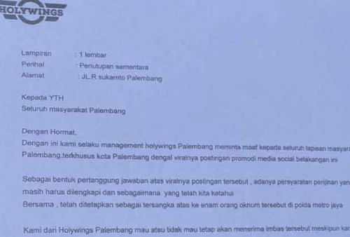 Manajemen Holywings Palembang Minta Maaf