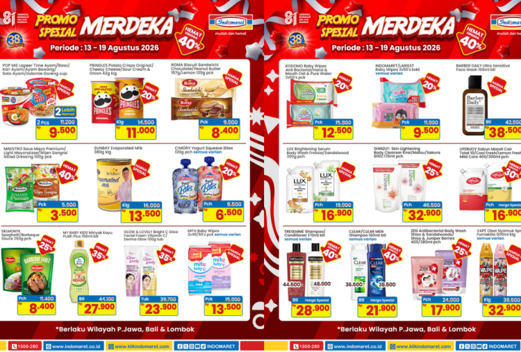 Katalog Promo JSM Indomaret 14-16 Agustus 2026, Ada Promo Merdeka Pringless Potato Chips Beli 2 Cuma Rp11 Ribu
