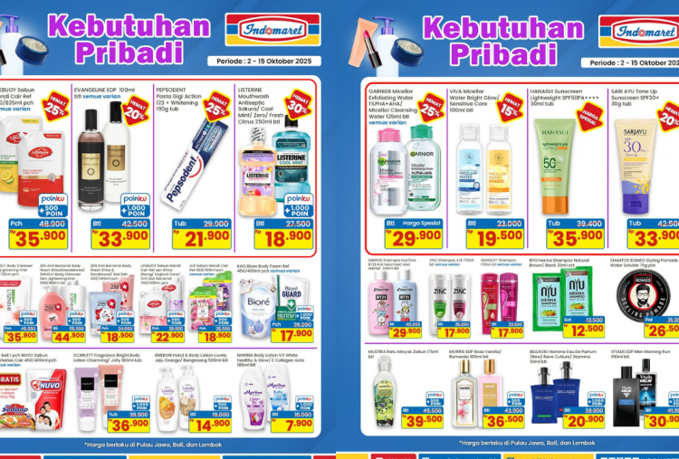 Promo JSM Indomaret Hari ini 11 Oktober 2025, Diskon Sabun Mandi Cair Mulai Rp18 Ribuan